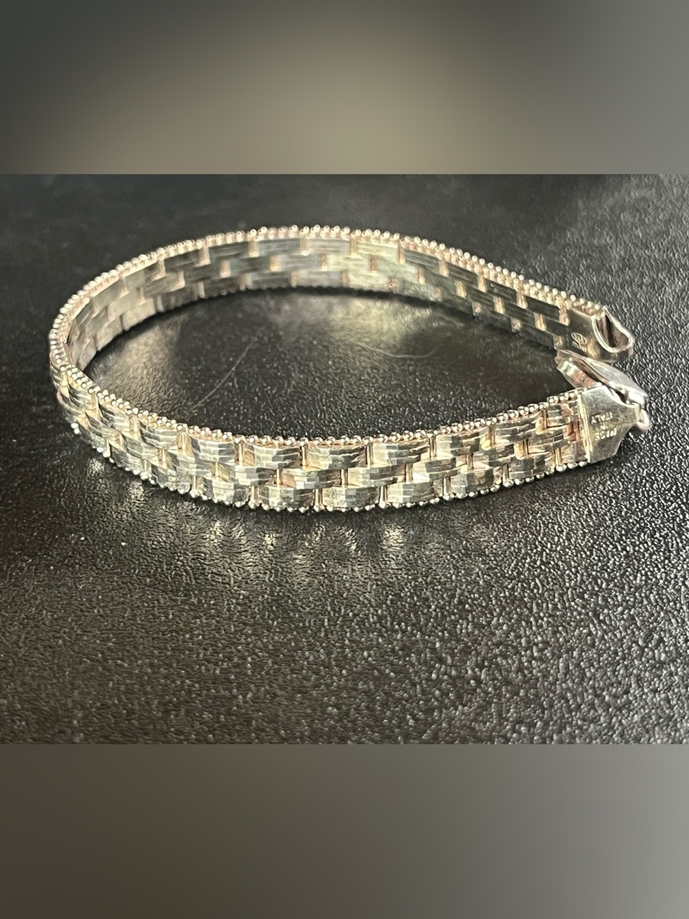 Sterling Silver Woven Tennis Bracelet - Silver. 6 3/4”